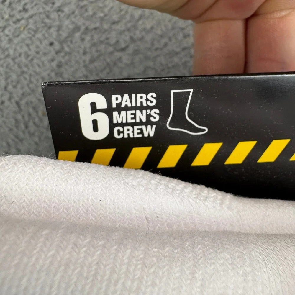 Dickies Mens 6 Pair Dri-Tech Crew Performance Work Socks White Size 6-12 K611880